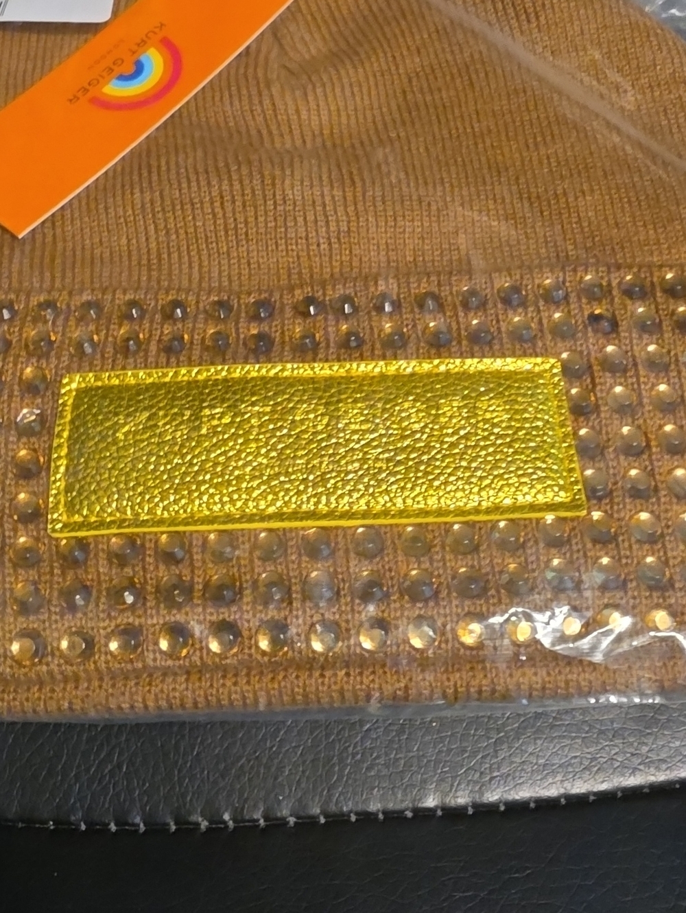 Kurt Geiger Crystal Studded Knit Hat - Picture 2 of 3